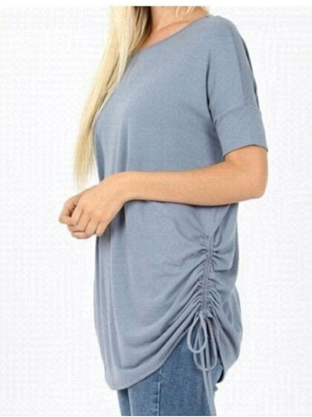 ZENANA 3/4 SLEEVE Tunic Blue Size Small NWT